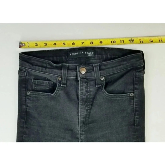 Veronica Beard 25X29 Kate 10" Skinny Women's Black Raven Denim Jeans Made USA - Picture 2 of 11